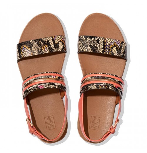 Barra Snake Bangle Leather Back-Strap Sandals