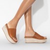 Eloise Espadrille Leather Wedge Slides Wedge Sandals