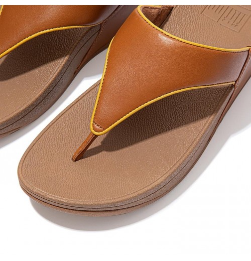 Lulu Pop Binding Leather Sandals Toe-Post Sandals