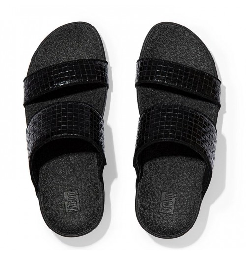 Olive Metallic Woven Leather Slides