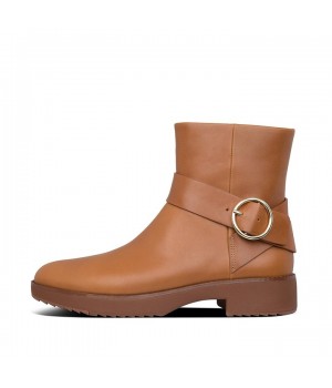 Saska Buckle Leather Ankle Boots