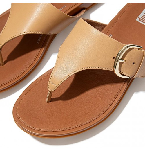 Gracie Buckle Leather Toe-Post Sandals