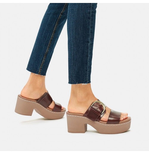 Pilar Leather Slide Platforms Mules & Clogs