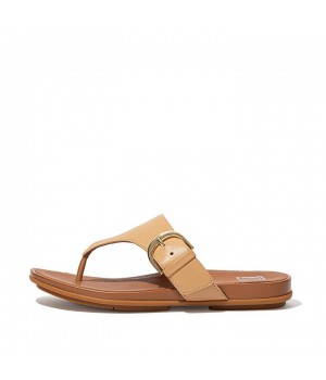 Gracie Buckle Leather Toe-Post Sandals