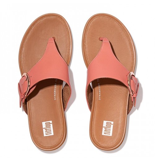 Gracie Buckle Leather Toe-Post Sandals