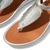 Tia Feather Metallic Leather Back-Strap Sandals