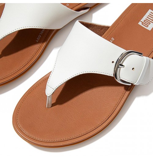 Gracie Buckle Leather Toe-Post Sandals