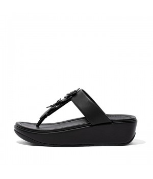 Fino Floral Leather Toe-Post Sandals