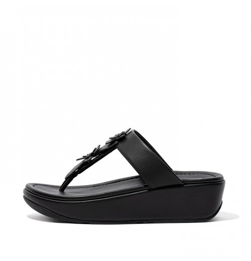 Fino Floral Leather Toe-Post Sandals