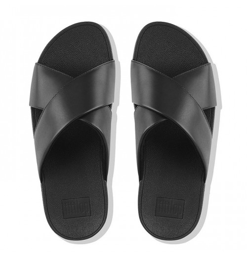 Lulu Leather Cross Slides