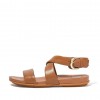 Gracie Buckle Leather Ankle-Strap Back-Strap Sandals