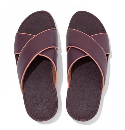 Lulu Pop Binding Leather Cross Slides