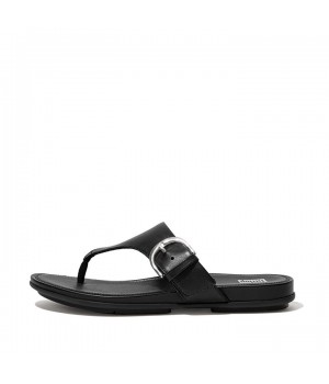 Gracie Buckle Leather Toe-Post Sandals