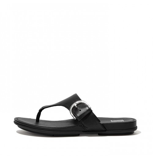 Gracie Buckle Leather Toe-Post Sandals