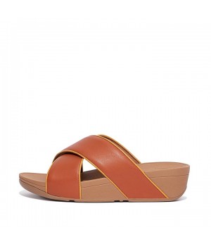 Lulu Pop Binding Leather Cross Slides