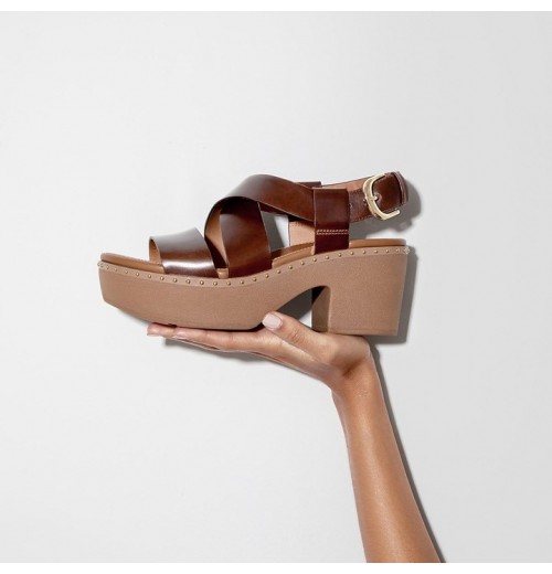 Pilar Leather Back-Strap Platform Platform Sandals