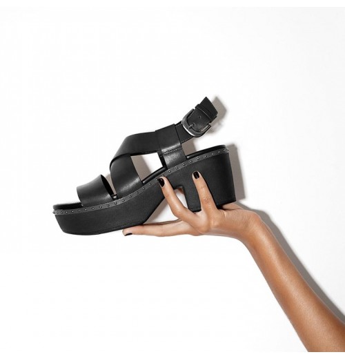 Pilar Leather Back-Strap Platform Platform Sandals