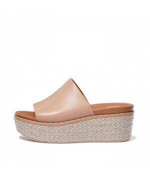 Eloise Espadrille Leather Wedge Slides Wedge Sandals