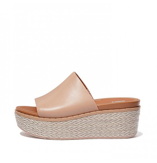 Eloise Espadrille Leather Wedge Slides Wedge Sandals