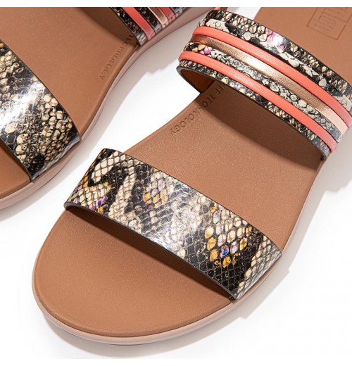Barra Snake Bangle Leather Back-Strap Sandals