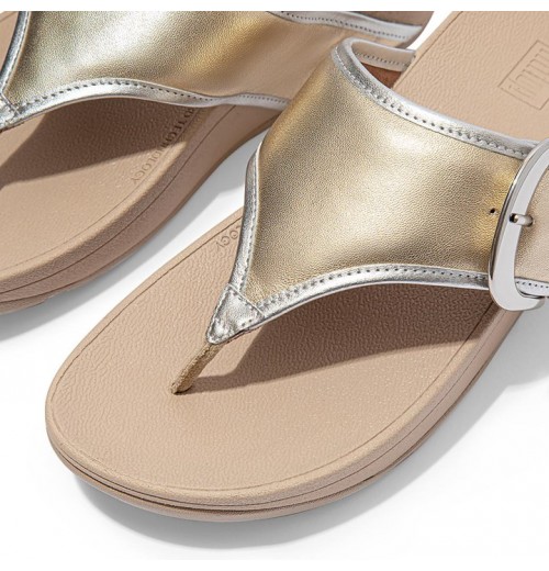 Olive Mixed Metallics Toe-Post Sandals