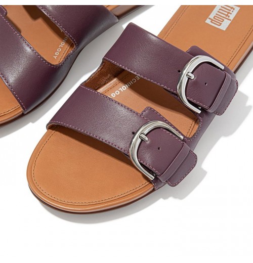 Gracie Buckle Leather Slides