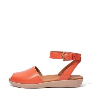 Cova Pop Binding Leather Peep-Toe Back-Strap Sandals