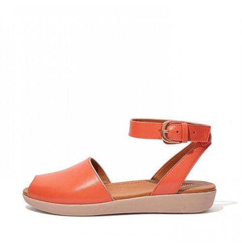 Cova Pop Binding Leather Peep-Toe Back-Strap Sandals