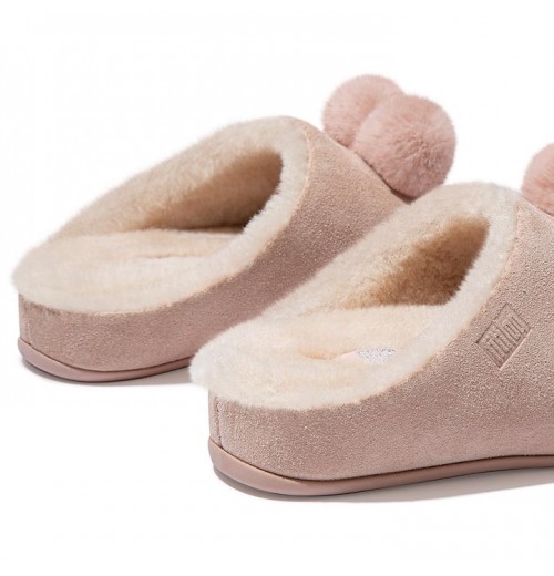 Chrissie Pom-Pom Shearling Slippers