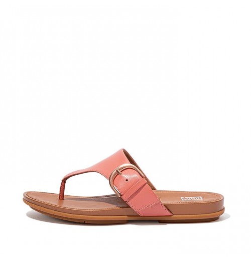 Gracie Buckle Leather Toe-Post Sandals