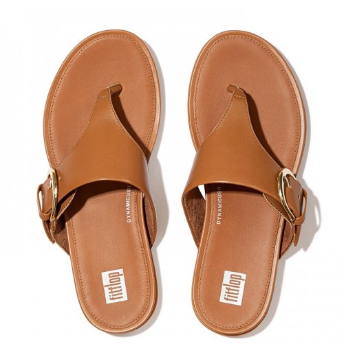 Gracie Buckle Leather Toe-Post Sandals