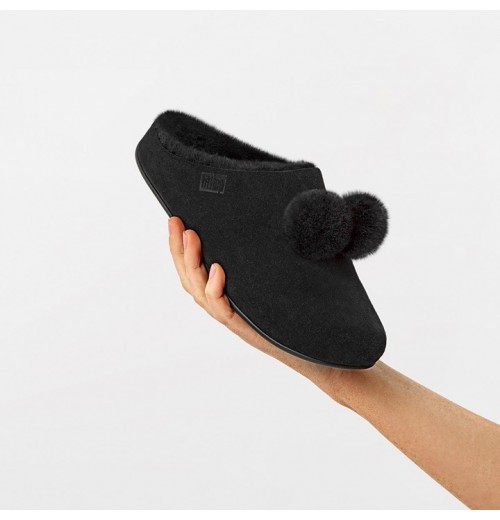 Chrissie Pom-Pom Shearling Slippers