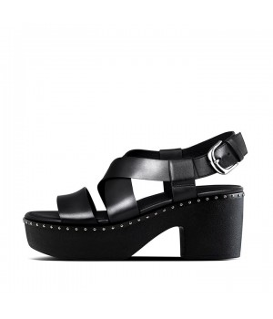 Pilar Leather Back-Strap Platform Platform Sandals