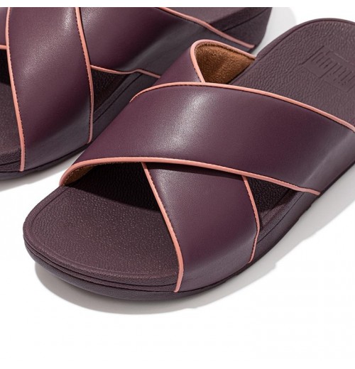 Lulu Pop Binding Leather Cross Slides