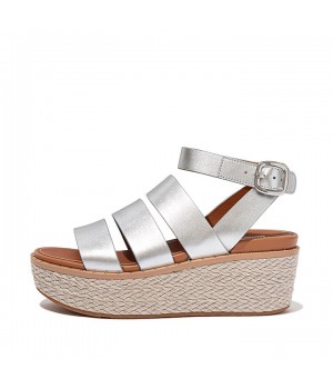 Eloise Espadrille Leather Wedge Sandals