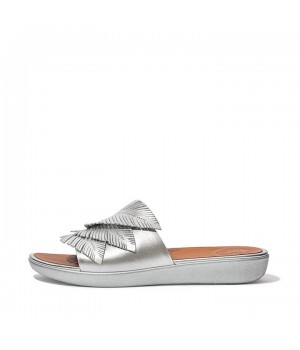 Sola Feather Metallic Leather Slides