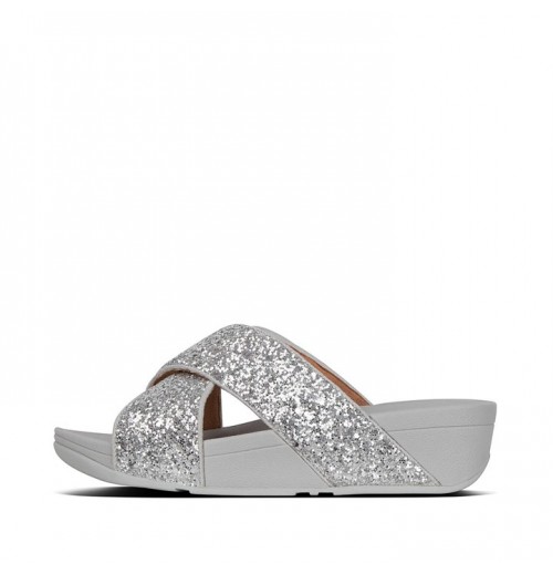 Lulu Glitter Cross Slides