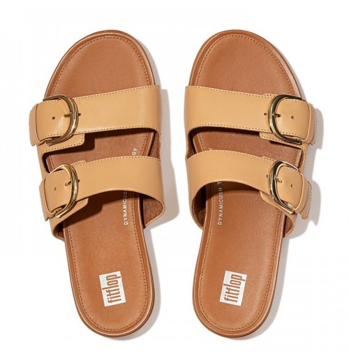 Gracie Buckle Leather Slides