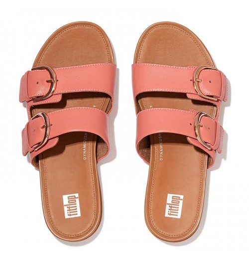 Gracie Buckle Leather Slides