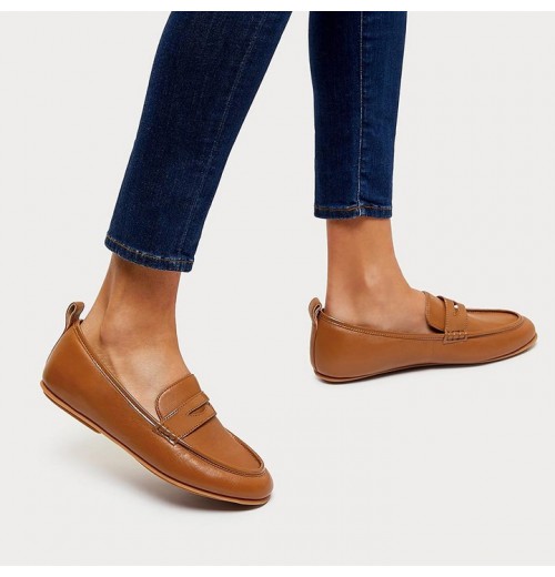 Lena Leather Penny Flat Shoes