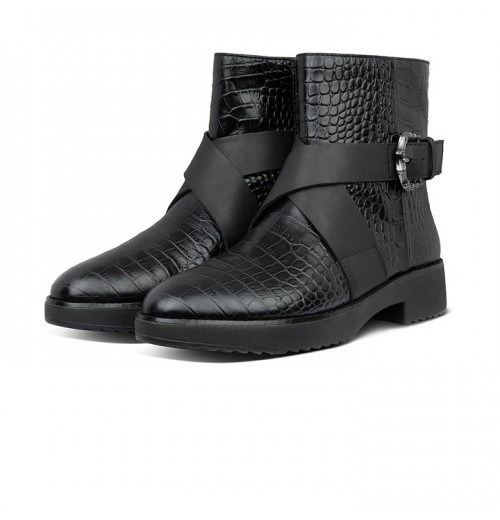 Helmi Croc Embossed Ankle Boots