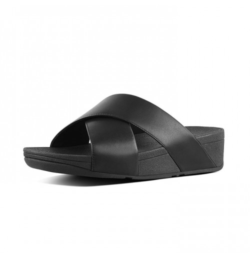 Lulu Leather Cross Slides