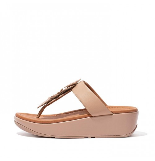 Fino Floral Leather Toe-Post Sandals