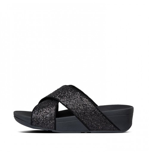 Lulu Glitter Cross Slides