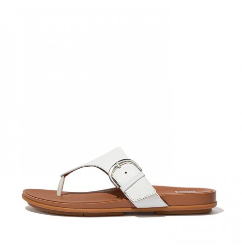 Gracie Buckle Leather Toe-Post Sandals