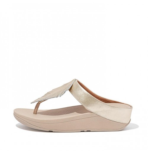 Fino Feather Metallic Toe-Post Sandals