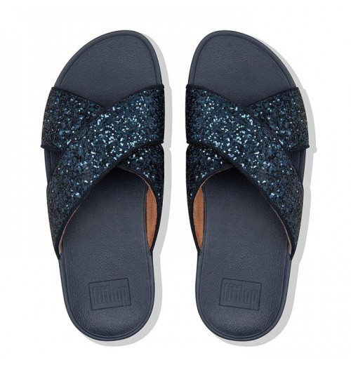 Lulu Glitter Cross Slides