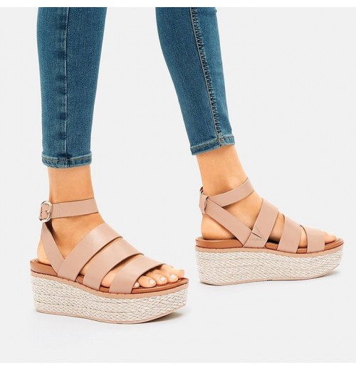 Eloise Espadrille Leather Wedge Sandals