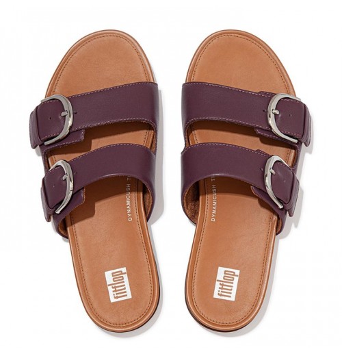 Gracie Buckle Leather Slides