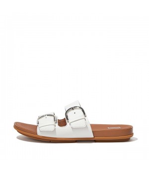 Gracie Buckle Leather Slides